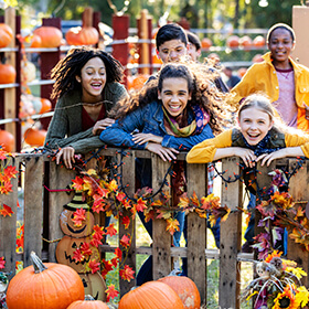 Kids outside for a fall festival