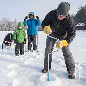 Family ice fishing